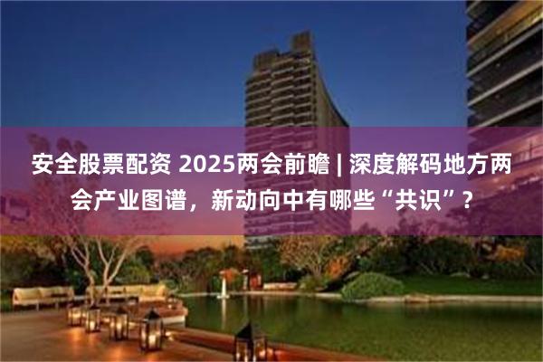 安全股票配资 2025两会前瞻 | 深度解码地方两会产业图谱，新动向中有哪些“共识”？