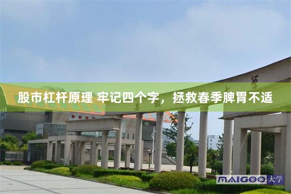 股市杠杆原理 牢记四个字，拯救春季脾胃不适