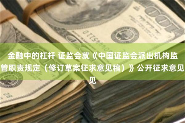 金融中的杠杆 证监会就《中国证监会派出机构监管职责规定（修订草案征求意见稿）》公开征求意见
