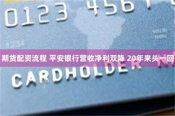 期货配资流程 平安银行营收净利双降 20年来头一回