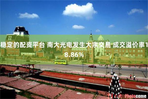 稳定的配资平台 南大光电发生大宗交易 成交溢价率18.86%